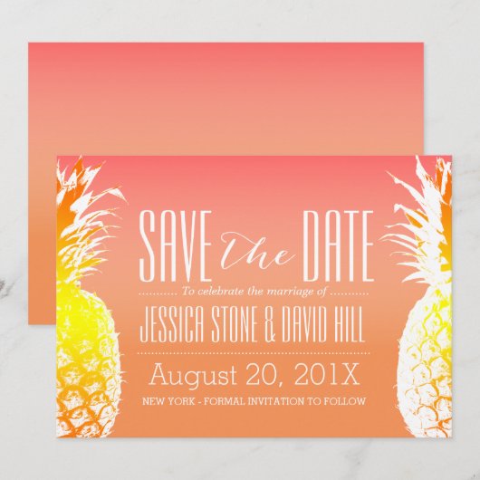 Tropische anananas Elegant Wedding Save the Date (Voorkant / Achterkant)