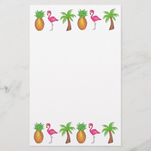 Tropische anananas Flamingo Palm Tree Stationery Briefpapier (Voorkant)