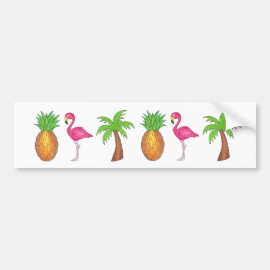 Tropische anananas Flamingo Palm Tree Sticker (Voorkant)