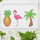 Tropische anananas Flamingo Palm Tree Towel Theedoek (Gevouwen)
