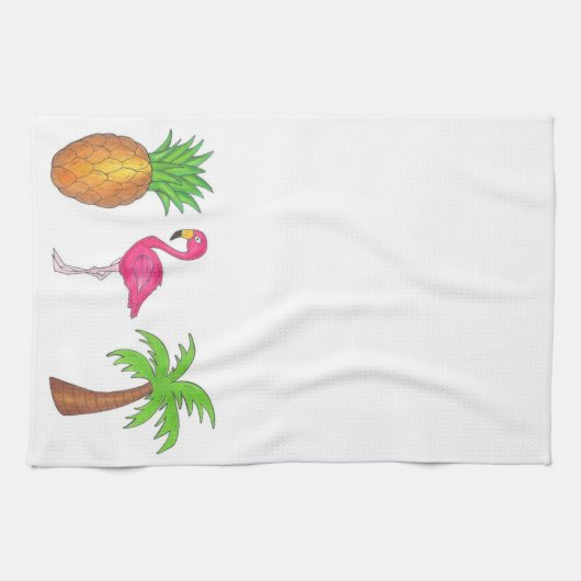 Tropische anananas Flamingo Palm Tree Towel Theedoek (Horizontaal)