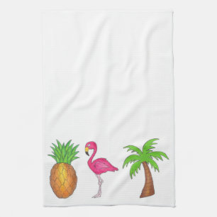 Tropische anananas Flamingo Palm Tree Towel Theedoek