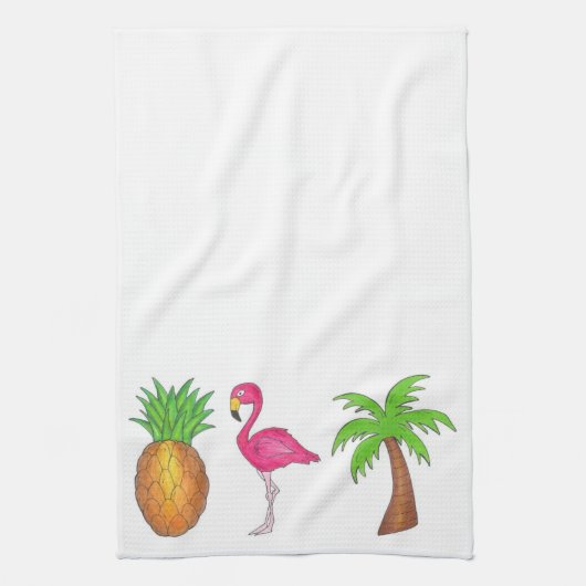 Tropische anananas Flamingo Palm Tree Towel Theedoek (Verticaal)