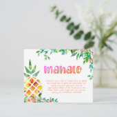 Tropische anananas Floral MAHALO Bedankkaart (Staand voorkant)
