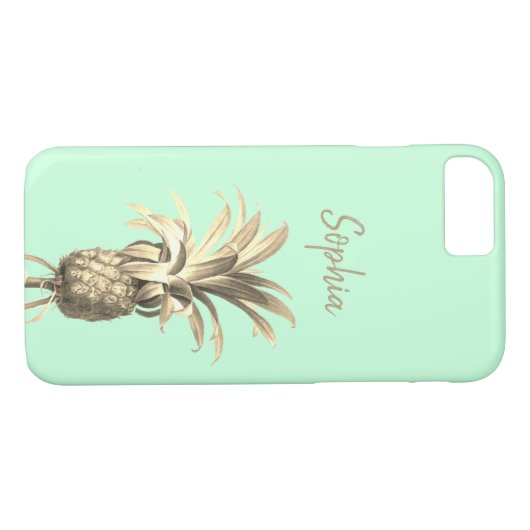 Tropische anananas Gold en Neo Mint Green Modern Case-Mate iPhone Case (Achterkant (Horizontaal))