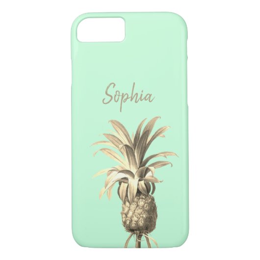 Tropische anananas Gold en Neo Mint Green Modern Case-Mate iPhone Case (Achterkant)