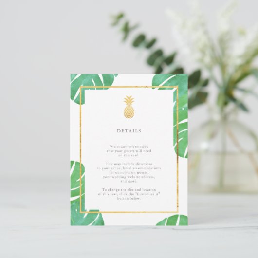 Tropische anananas Gold Wedding Insert Kaarten (Staand voorkant)