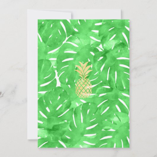 Tropische anananas Gold Wedding Invitations Kaart (Achterkant)