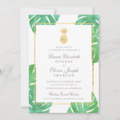 Tropische anananas Gold Wedding Invitations Kaart (Voorkant)
