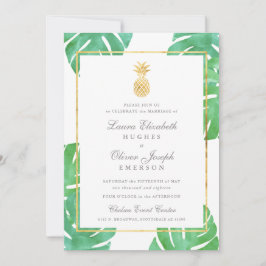 Tropische anananas Gold Wedding Invitations Kaart