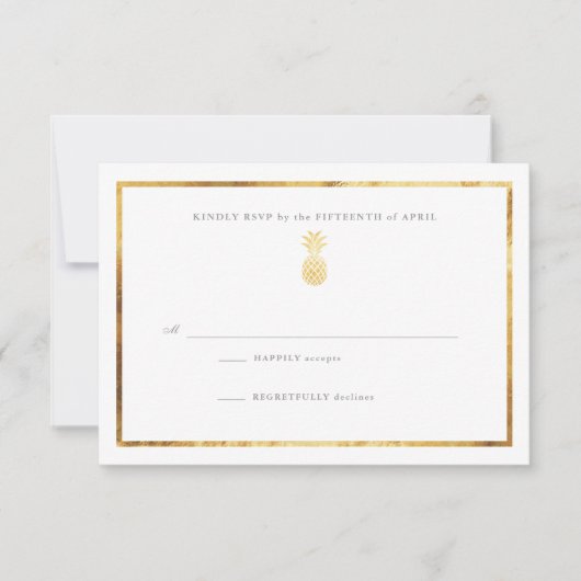 Tropische anananas Gold Wedding RSP RSVP Kaartje (Voorkant)
