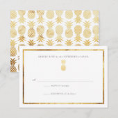 Tropische anananas Gold Wedding RSP RSVP Kaartje (Voorkant / Achterkant)