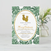 Tropische anananas Hawaiian Baby shower Kaart (Staand voorkant)