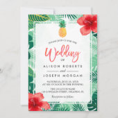 Tropische anananas Hawaiian Hibiscus Wedding Kaart (Voorkant)