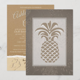 Tropische anananas Hearts Wedding Invitations Kaart