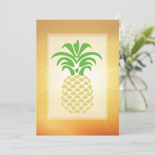 Tropische anananas Hearts Wedding Invitations Kaart (Staand voorkant)