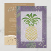 Tropische anananas Hearts Wedding Invitations Kaart (Voorkant / Achterkant)