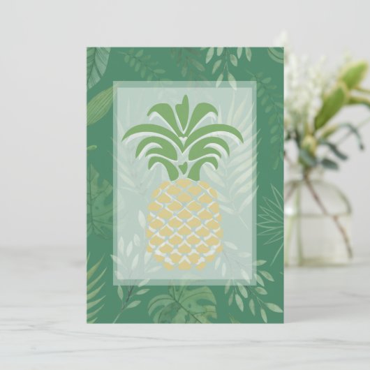 Tropische anananas Hearts Wedding Invitations Kaart (Staand voorkant)