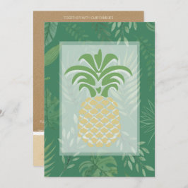 Tropische anananas Hearts Wedding Invitations Kaart