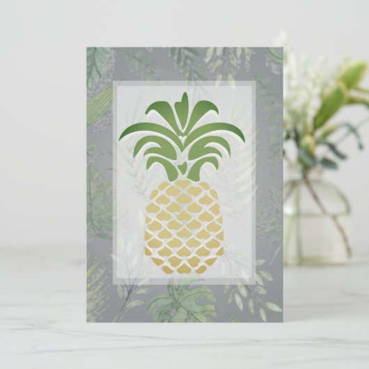 Tropische anananas Hearts Wedding Invitations Kaart (Staand voorkant)