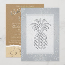 Tropische anananas Hearts Wedding Invitations Kaart