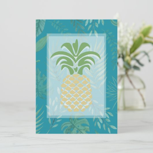 Tropische anananas Hearts Wedding Invitations Kaart (Staand voorkant)