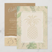 Tropische anananas Hearts Wedding Invitations Kaart (Voorkant / Achterkant)