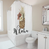  tropische anananas Hibiscus Floral Aloha Douchegordijn (In situ)