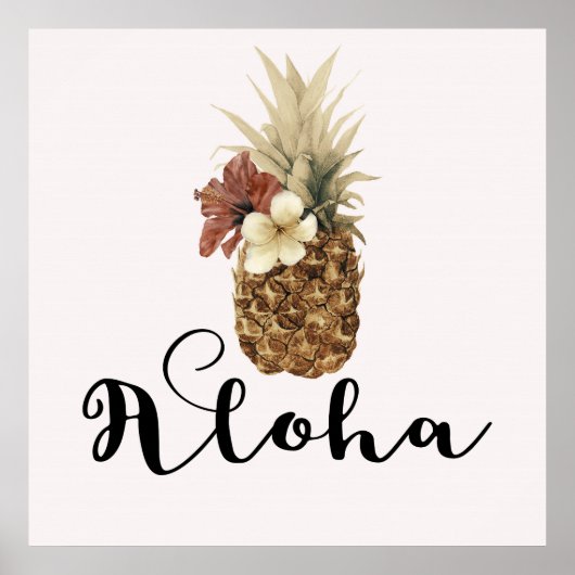  tropische anananas Hibiscus Floral Banner Poster (Voorkant)