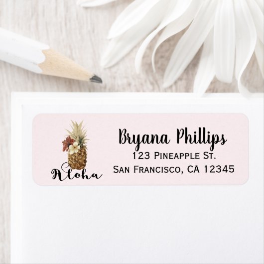  tropische anananas Hibiscus Floral Wedding Etiket (Insitu)