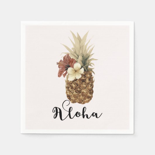  tropische anananas Hibiscus Floral Wedding Servet (Voorkant)