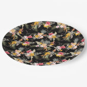 Tropische anananas Hibiscus Foliage op zwart Papieren Bordje (Gekanteld)