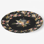 Tropische anananas Hibiscus Foliage op zwart Papieren Bordje (Gekanteld)