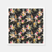 Tropische anananas Hibiscus Foliage op zwart Servet (Voorkant)