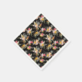 Tropische anananas Hibiscus Foliage op zwart Servet (Hoek)