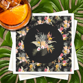 Tropische anananas Hibiscus Foliage op zwart Servet