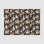 Tropische anananas Hibiscus Foliage op zwart Tissuepapier (Voorkant)