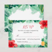 Tropische anananas Hibiscus Leaves RSVP Response (Voorkant / Achterkant)