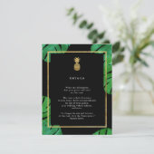 Tropische anananas Invoegen Kaarten, zwart en goud Informatiekaartje (Staand voorkant)