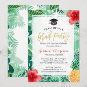 Tropische anananas Luau Graduation Party Kaart (Voorkant / Achterkant)