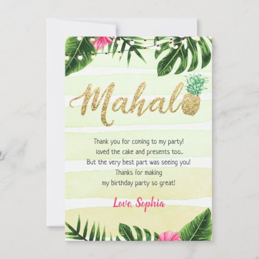 Tropische anananas Mahalo Hartelijk dank Bedankkaart (Voorkant)