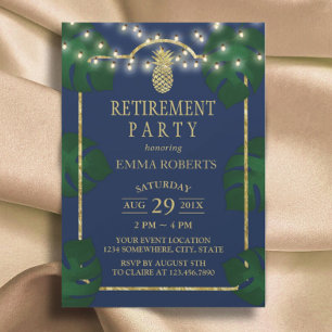 Tropische anananas marine & Gold Luau Retirement Kaart