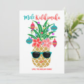 Tropische anananas Mele Kalikimaka Kerstmis Feestdagenkaart (Staand voorkant)