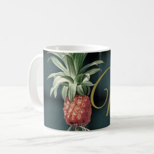 Tropische anananas met een legant monogram koffiemok (Voorkant links)