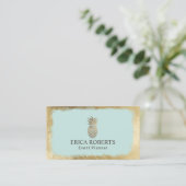 Tropische anananas Mint & Gold Event Planning Visitekaartje (Staand voorkant)