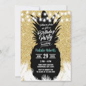 Tropische anananas Modern Gold Glitter Birthday Kaart (Voorkant)