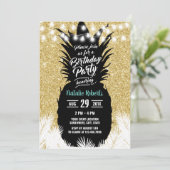 Tropische anananas Modern Gold Glitter Birthday Kaart (Staand voorkant)