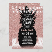 Tropische anananas Modern Roos Gold Birthday Kaart (Voorkant / Achterkant)