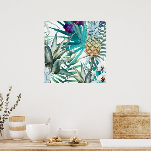 Tropische anananas moderne natuur schattig schatti poster (Keuken)