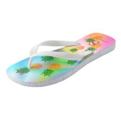 Tropische anananas Monogrammed Holographic Summer Teenslippers (Schuin)